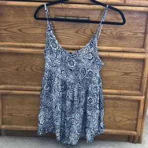 Blue and white paisley romper